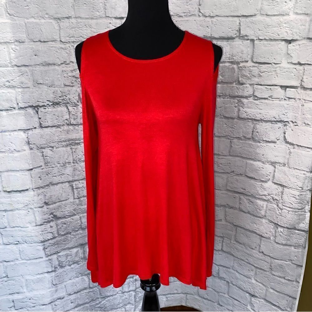 Azules scoopneck cold shoulder Longsleeve blouse red sz S women